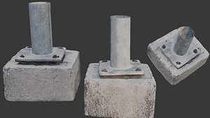 Concrete Base with Metal Pipe Scan model