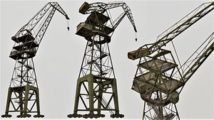 3D model large old crane pbr