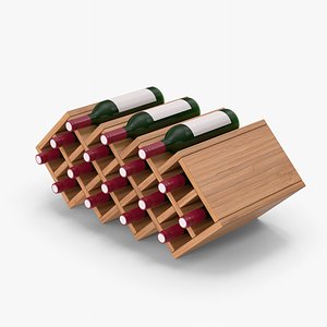 3D Wooden Wine Bottles Rack
