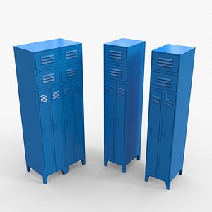 3D PBR School Gym Locker 10 - Blue Light