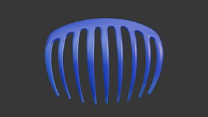 Curved Blue Hair Comb  3D Model model
