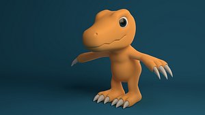 Agumon Digital monster Dinosaur pokemon animation cartoon MMD toei ACG model