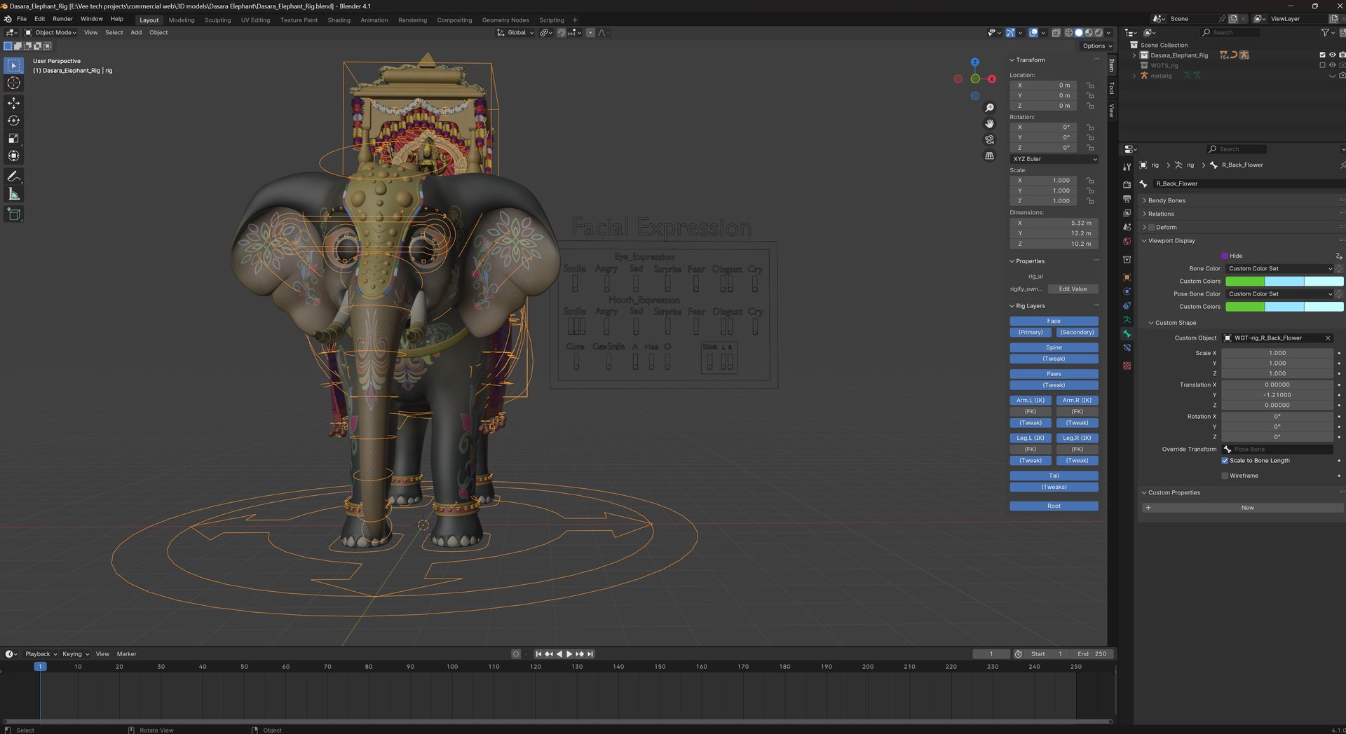 Cartoon DASARA Elephant - MAYA Rigged And Blender Rigged 3D Model ...
