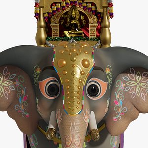 Cartoon DASARA Elephant - MAYA Rigged and Blender Rigged 3D model