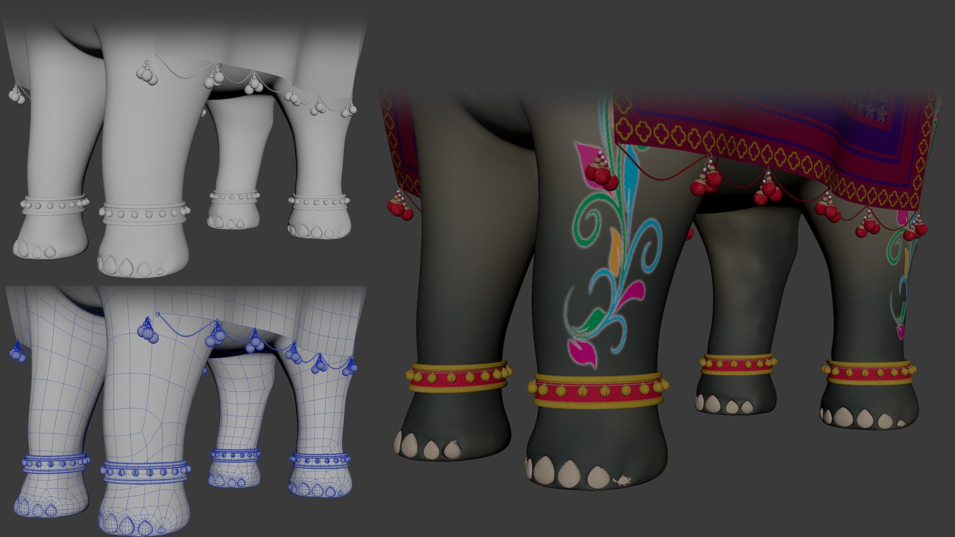 Cartoon DASARA Elephant - MAYA Rigged And Blender Rigged 3D Model ...