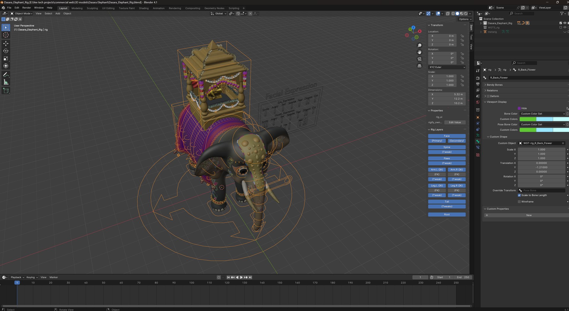 Cartoon DASARA Elephant - MAYA Rigged And Blender Rigged 3D Model ...