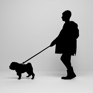 3D walking dog silhouette