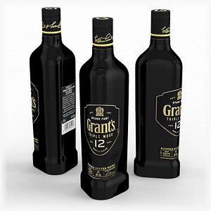 3D Alcohol Bottle Grants Blended Scotch Whisky Triple Wood Aged 12 Years 700ml 2021 model