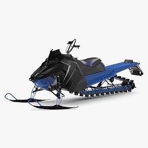 3D Electric Snowmobile Blue Rigged model