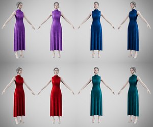 Dress 56 Simple Velvet Colors Collection 1 3D model