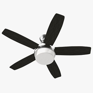 Chromium Five Blades Ceiling Fan 3D Model