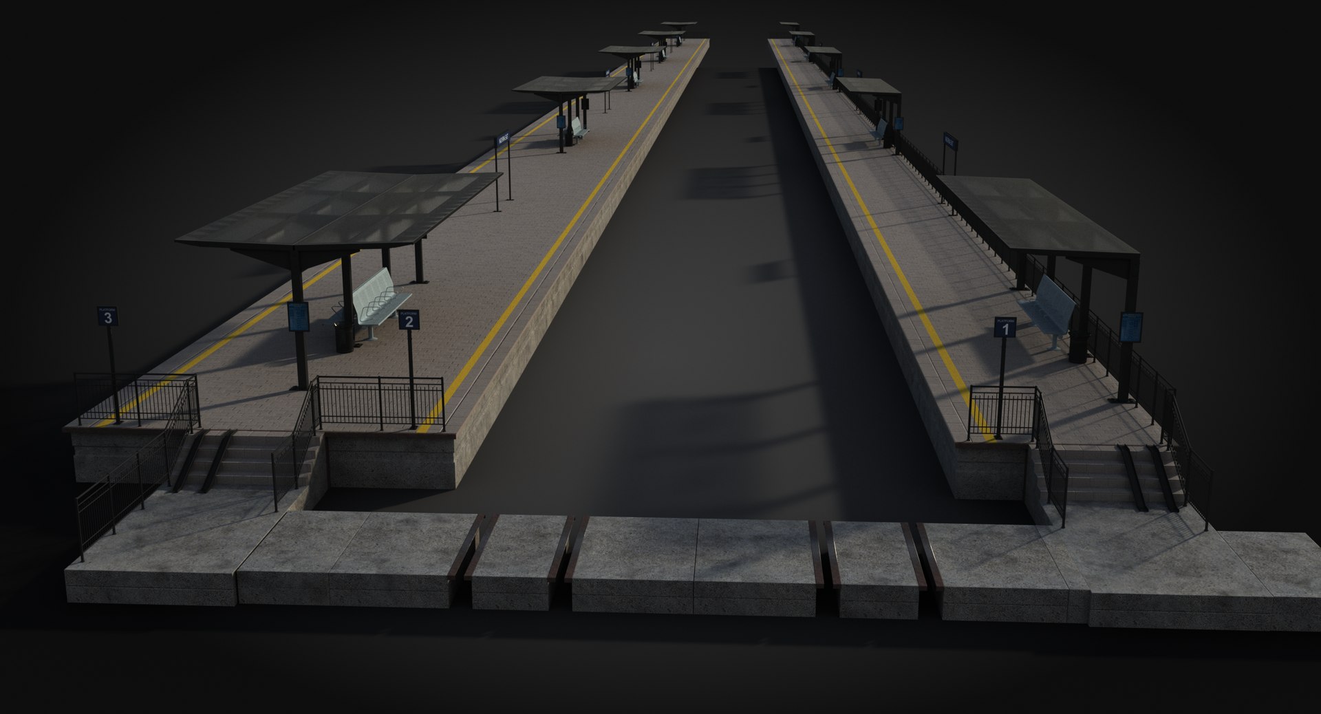 3D Railroad Platforms Rail - TurboSquid 1302844