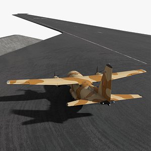 3D model Military Airstrip With Camouflage Aircraft