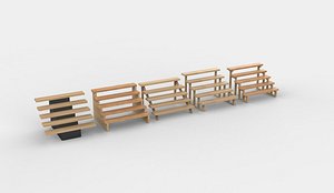 wooden steps 02 3D model