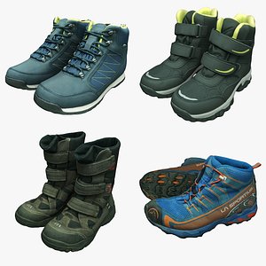 3D winter hiking boots model