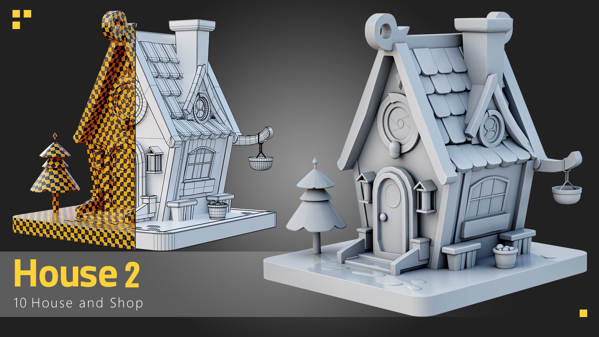 3D 10 Stylized Building - Kitbash - TurboSquid 2158633