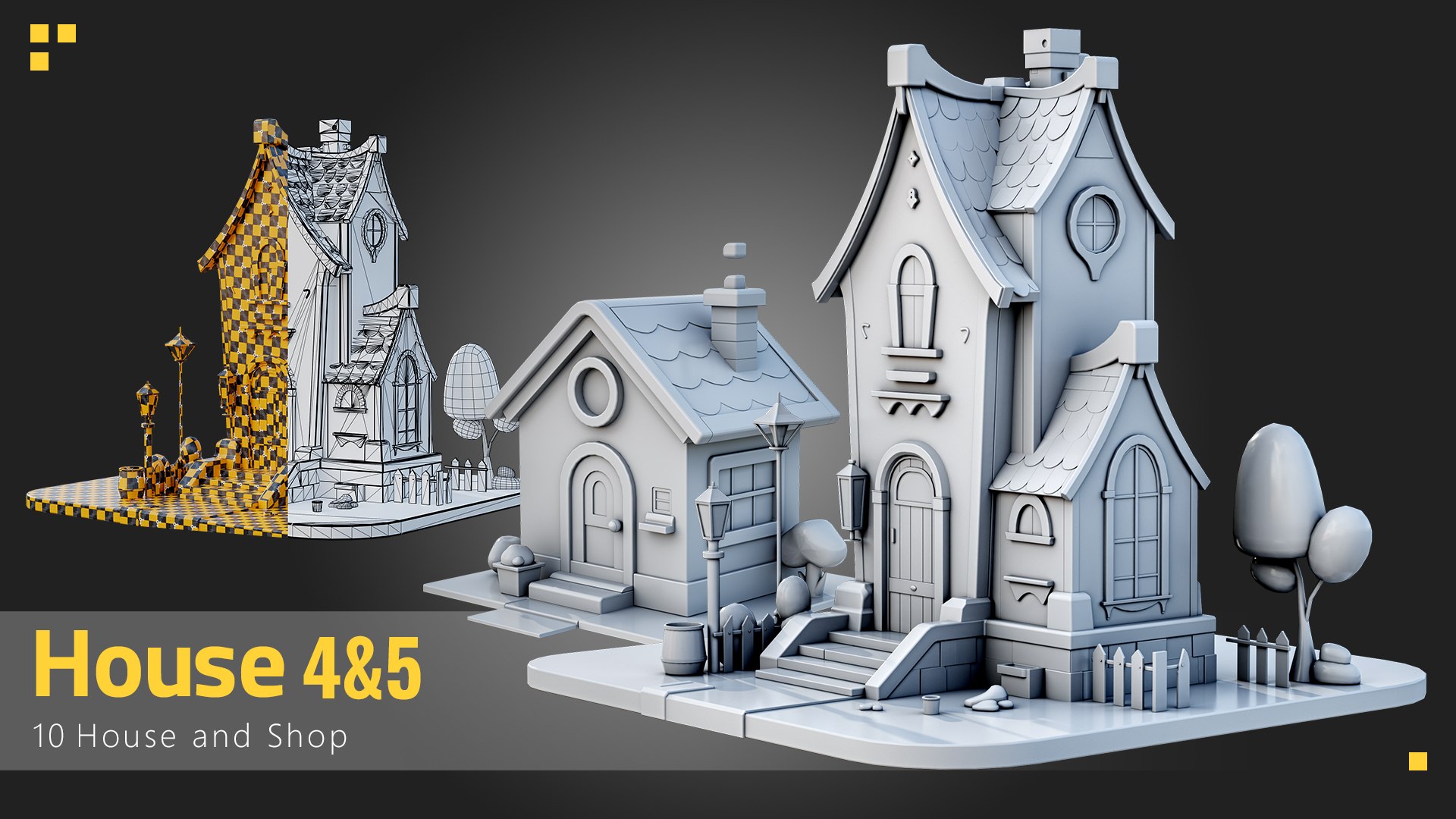 3D 10 Stylized Building - Kitbash - TurboSquid 2158633