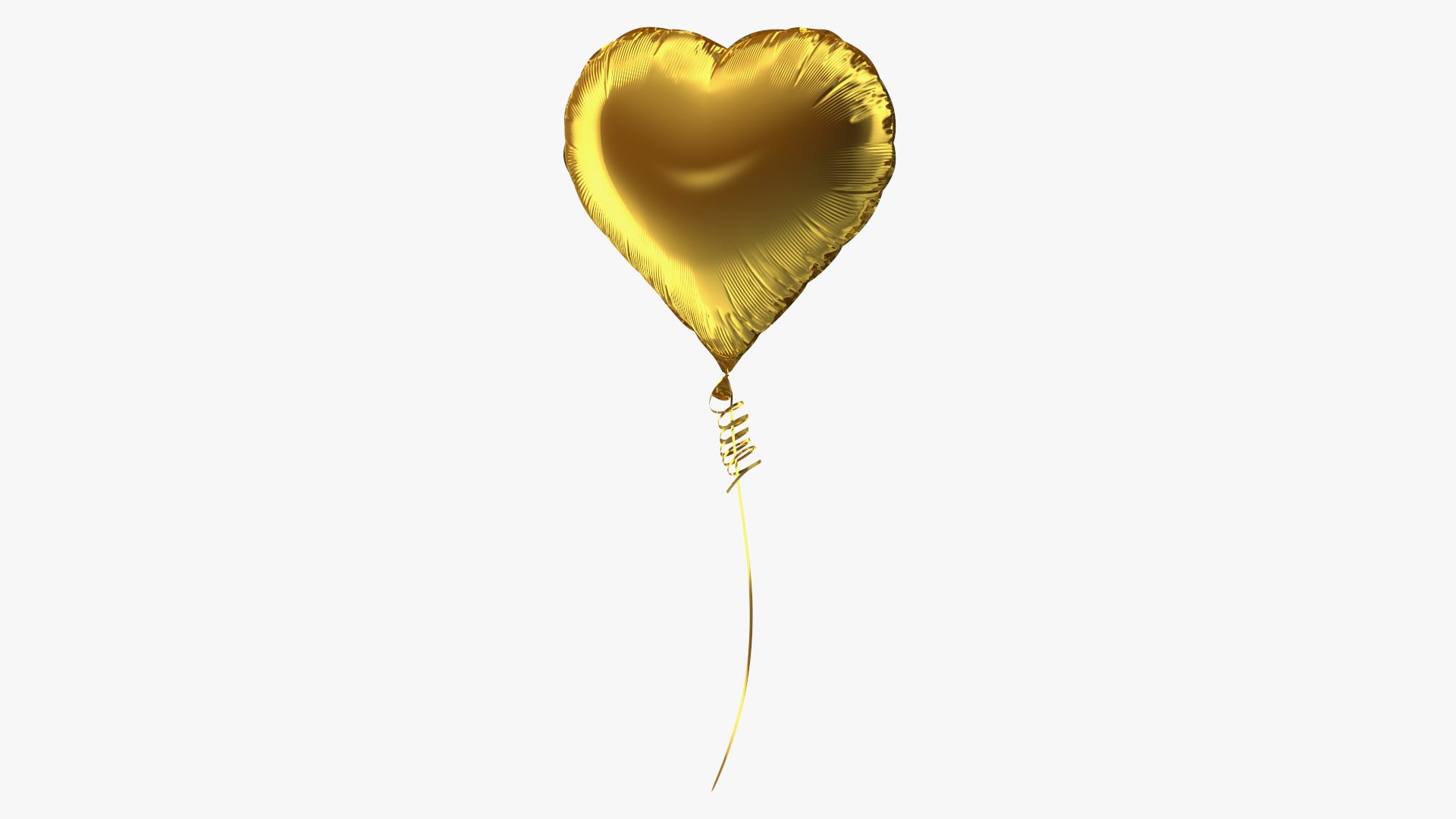 Heart Shaped Foil Balloon Gold 3D model preview