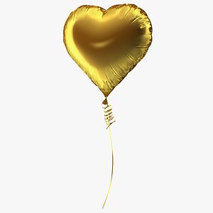 Heart Shaped Foil Balloon Gold 3D