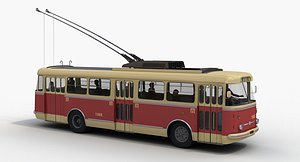 3d skoda 9tr trolleybus passengers