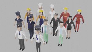 Low Poly Character Occupations Pack rigged Unity