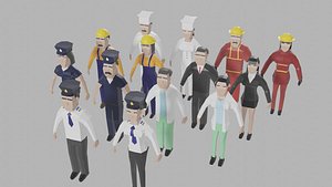 Low Poly Character Occupations Pack rigged Unity