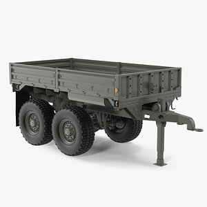 Military Drop Side Cargo Trailer 3D model