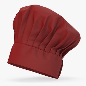 3D Puffy Chef Hat in Red model