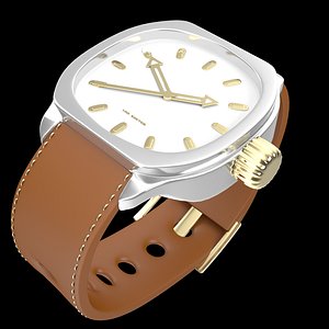 Leather Strap Gold Silver Watch