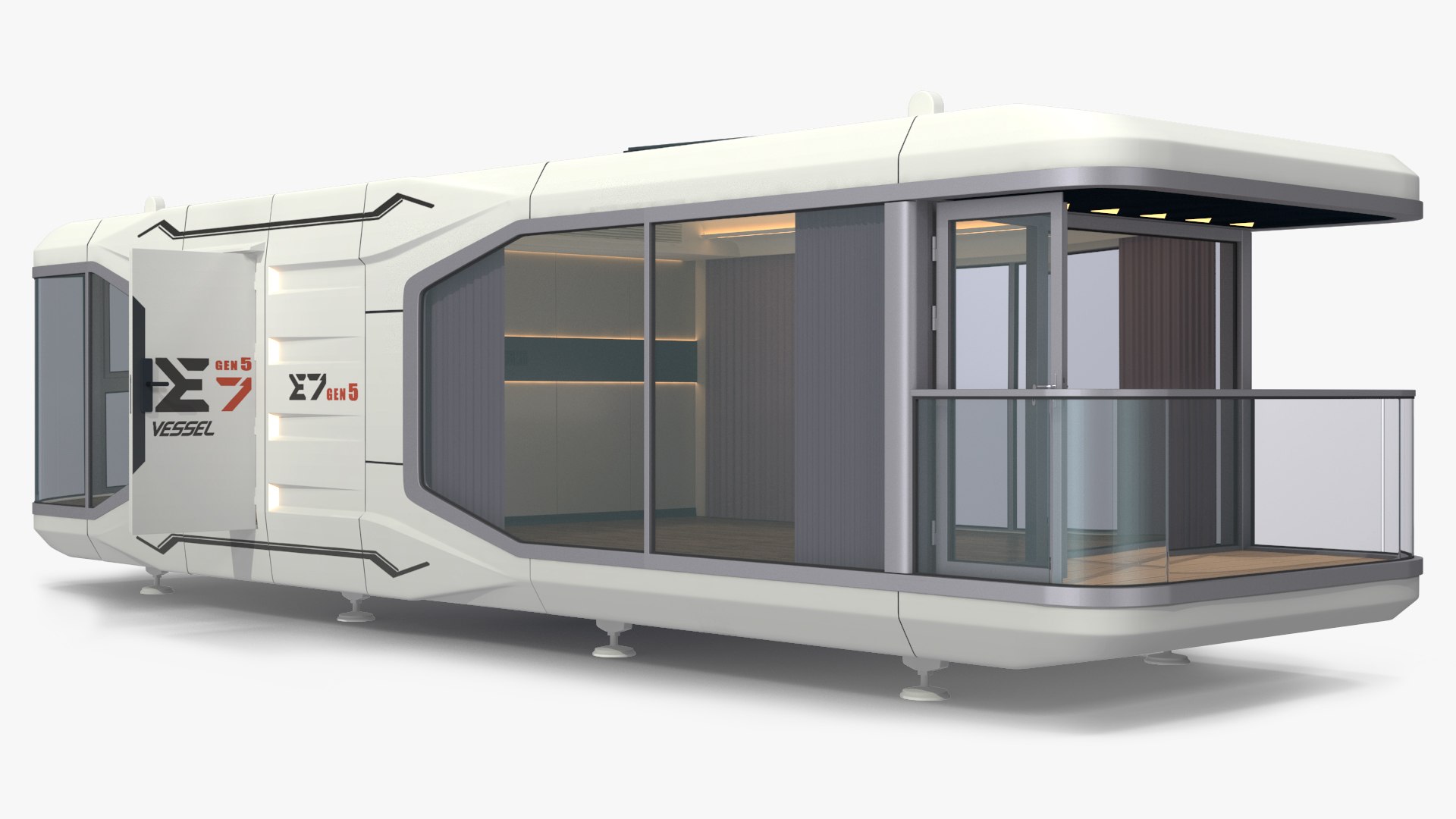 Capsule House E7 Lights On 3D model preview