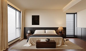 Contemporary Japandi Bedroom Interior