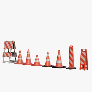 Traffic Cones 3D model Pack