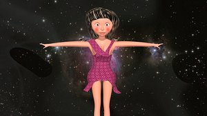 free low poly woman in dress 34