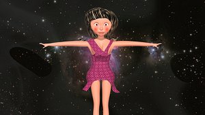 free low poly woman in dress 34
