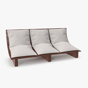 3D model 3 Seater Outdoor Wood Platform Lounge Setting