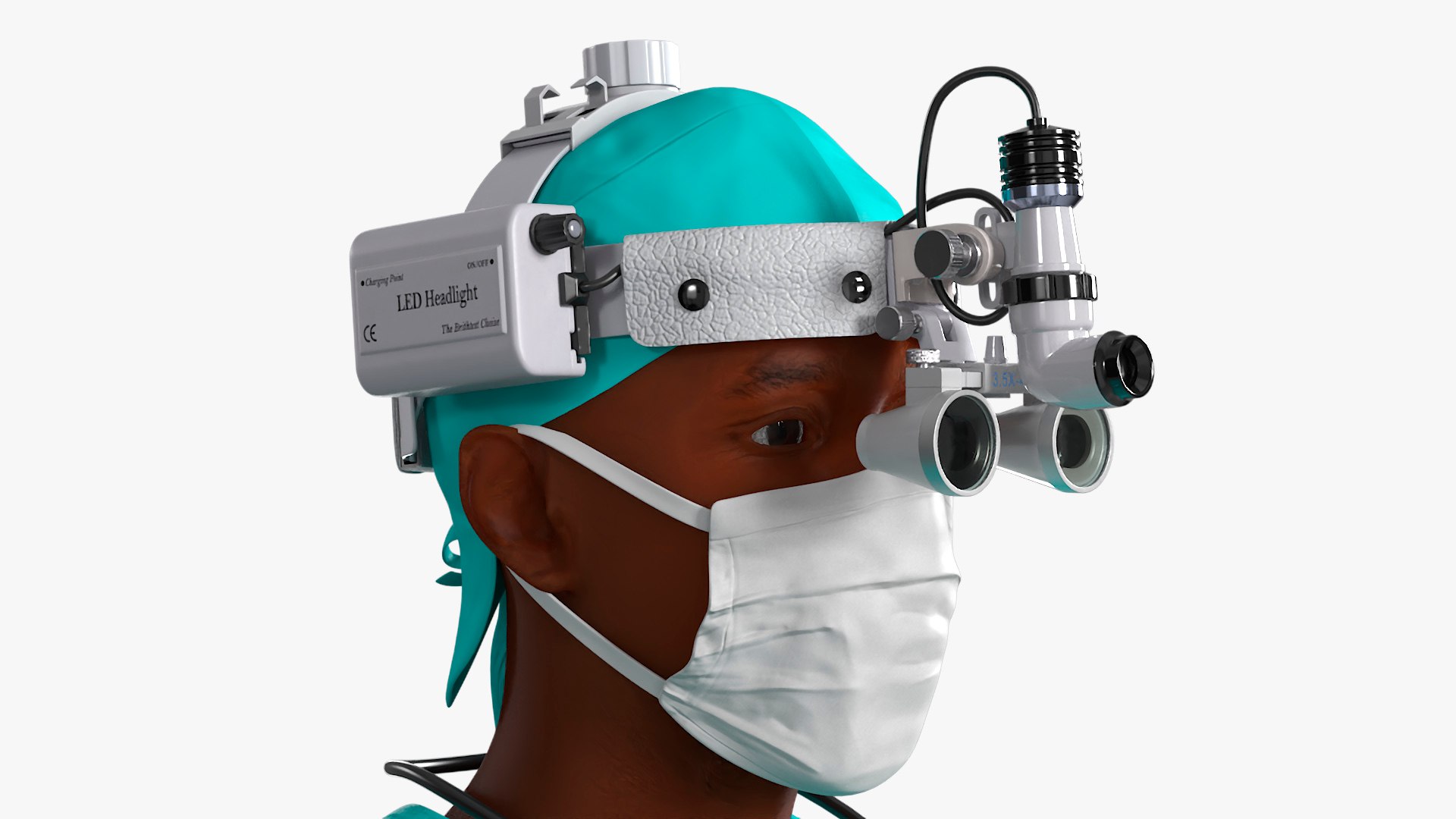 African Black Male Doctor With Surgical Headlight Loupe Rigged For Maya ...