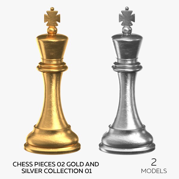 Chess Pieces 02 Gold and Silver Collection 01 - 2 models 3D model