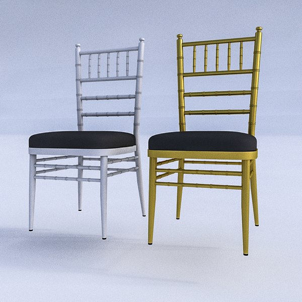 3D model gold white chair