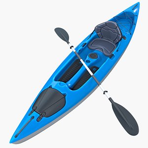 Kayak with Paddle Vray PBR with skins