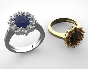 oval ring stones diamond 3d model
