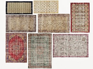 3D old carpets rugs model