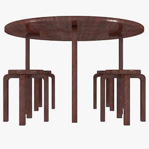 minimalist mahogany artek alvar aalto 3D model