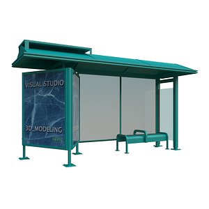 Bus Stop USA Low-poly 3D model Low-poly 3D model