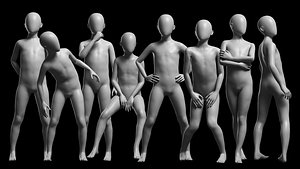 Animated Kid 7-20 Years Base Mesh V3 - 8 poses