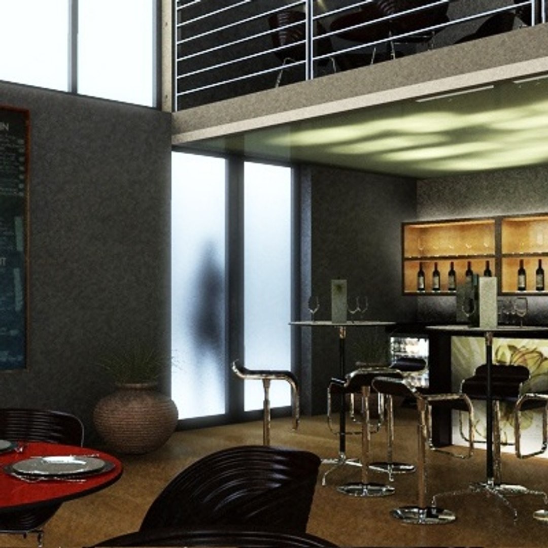 restaurant bar interior 3d model