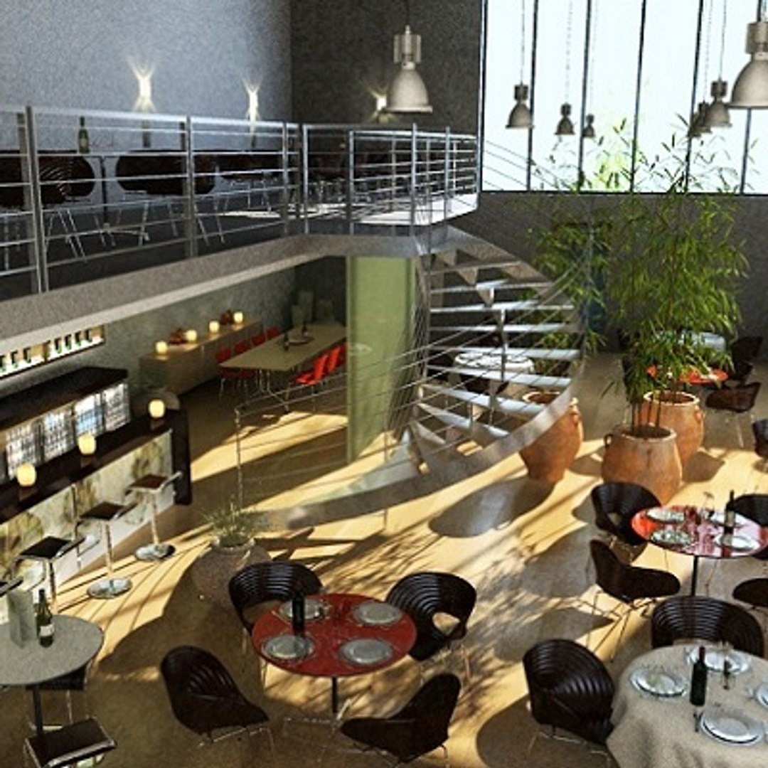 restaurant bar interior 3d model