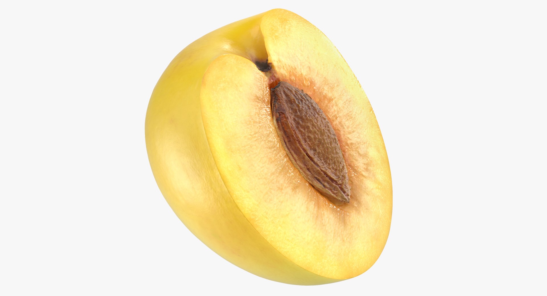 Half Wet Yellow Plum With Seed 3D Model 3D model preview