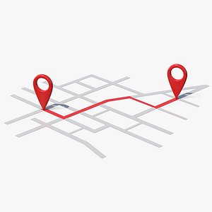 3D Map Pin Route Location