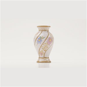 Classic Floral Ceramic Vase low-poly 3d model model