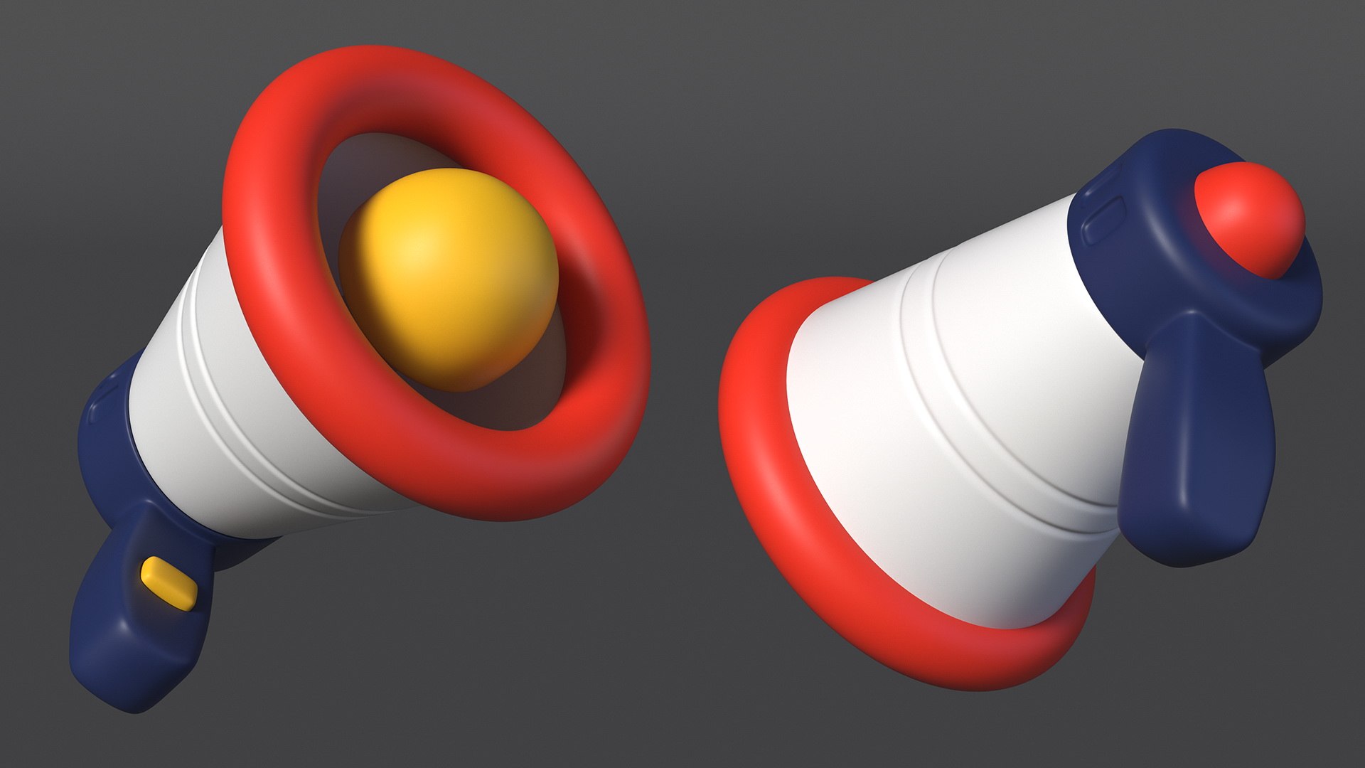 3D Megaphone Loudspeaker Stylized Icon https://p.turbosquid.com/ts-thumb/mv/zEP6f7/f0/megaphoneloudspeakerstylizedicon3dsmodel009/jpg/1705625272/1920x1080/fit_q87/5a6fdab278abeeaef38c81bc9966e737da8e50e1/megaphoneloudspeakerstylizedicon3dsmodel009.jpg